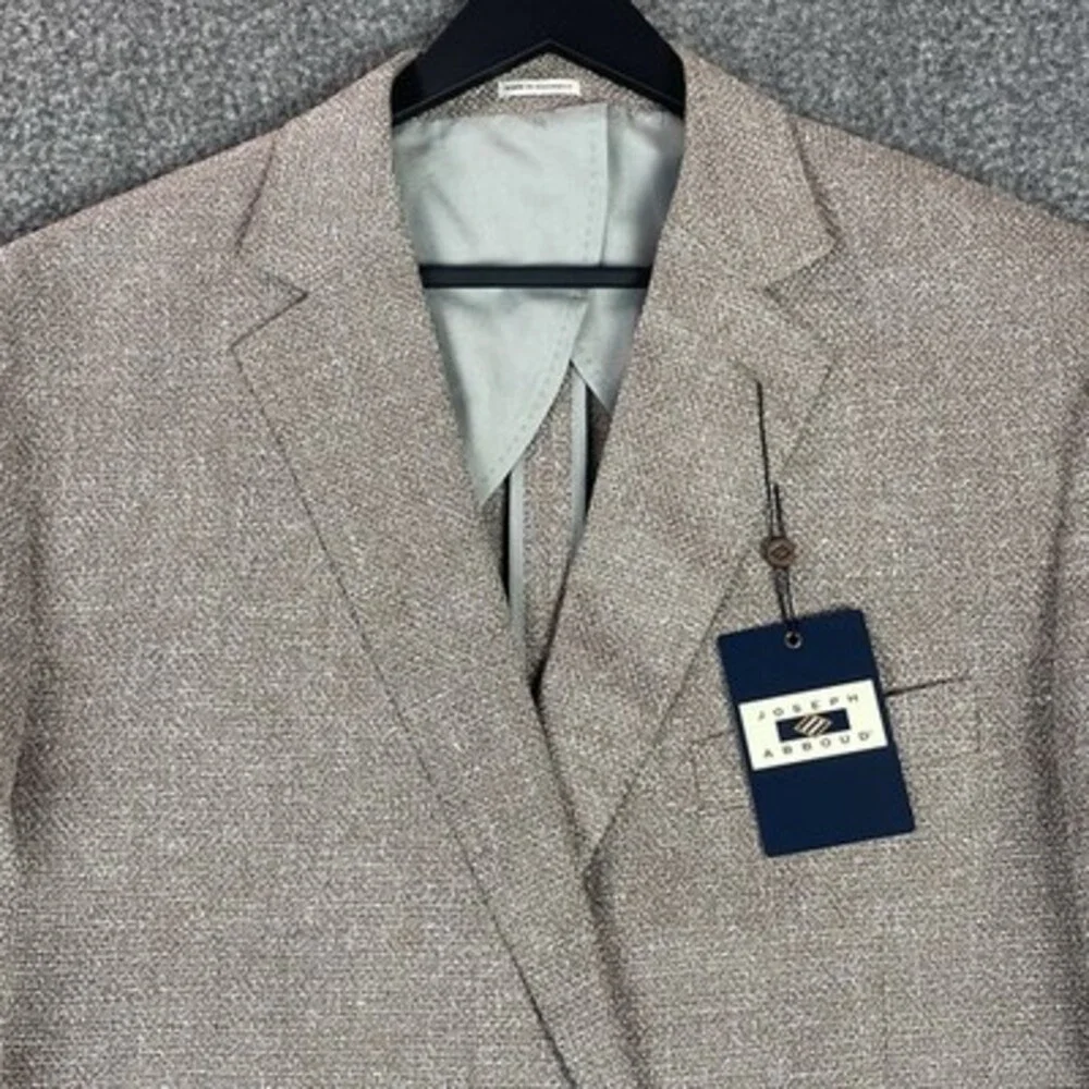 JOSEPH‎ ABBOUD Mens Linen Unstructured Blazer 48L Beige Surgeon Cuff Summer $279